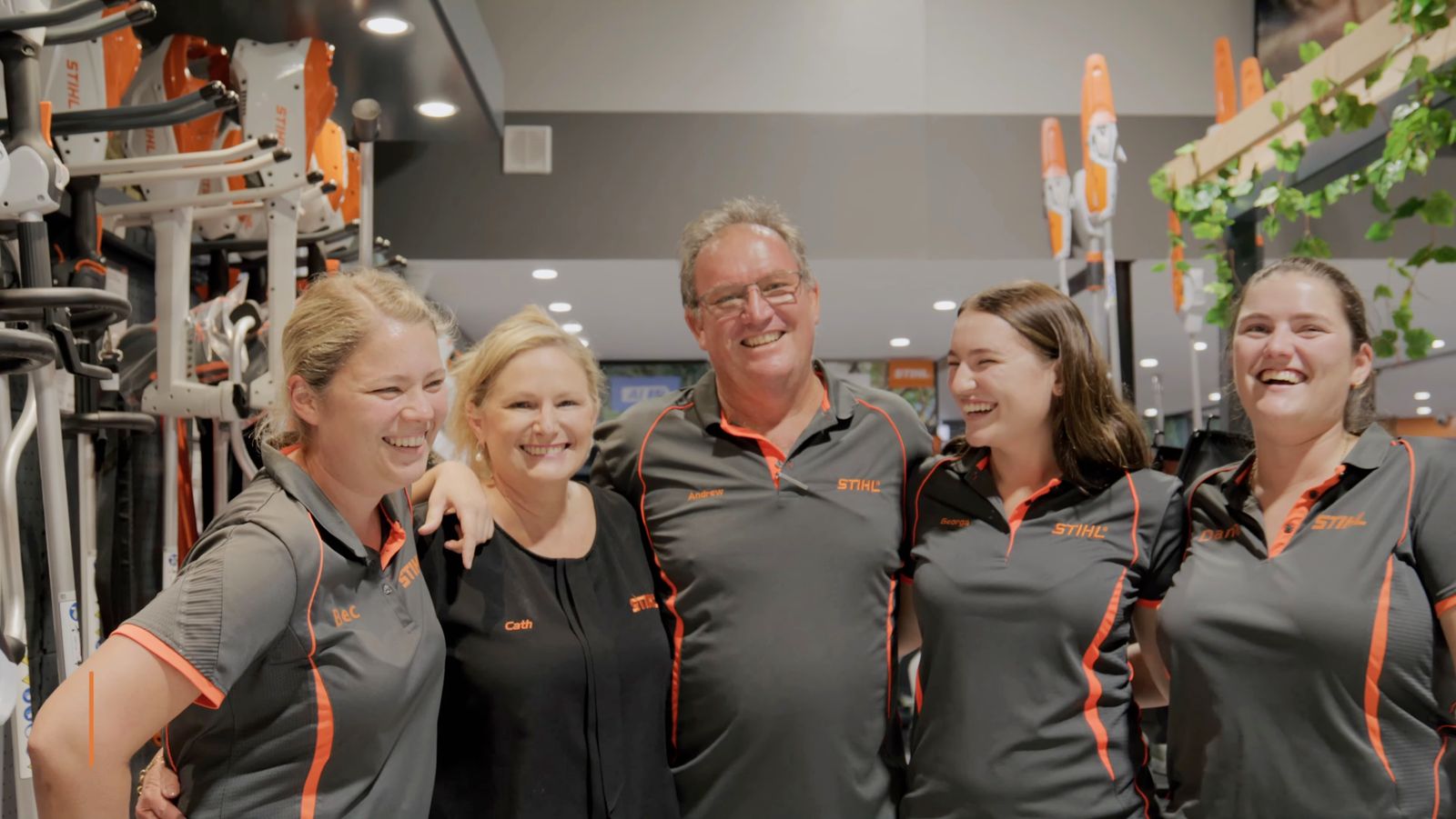 Team portrait from an institutional video